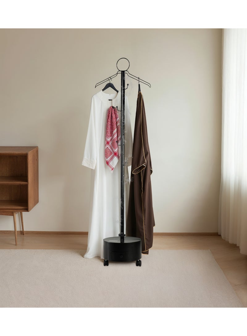 بورودو مبخرة بخور إسينشيا مع صينية تخزين وعجلة / ارتفاع 156 سم / بخور / رائحة فاخرة / إزالة التجاعيد وتعطير / فتحات تهوية البخور / معطر ملابس - أسود - Image 2