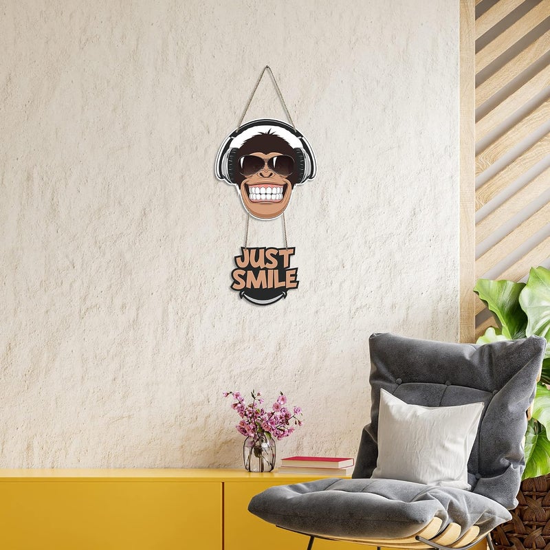 آرتفيب Monkey Smile معلقة حائط خشبية لديكور المنزل | قطع ديكور خشبية | ديكور حديث | قطع معلقة على الحائط للديكور | طباعة فنية جدارية | معلقات فنية | هدايا فريدة (WH_5707N) - Image 1