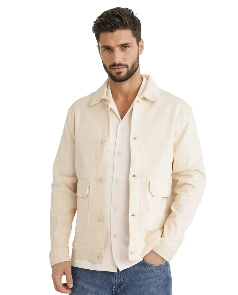 رير رابِت Men's Relaxed Fit Solid Cotton Jacket