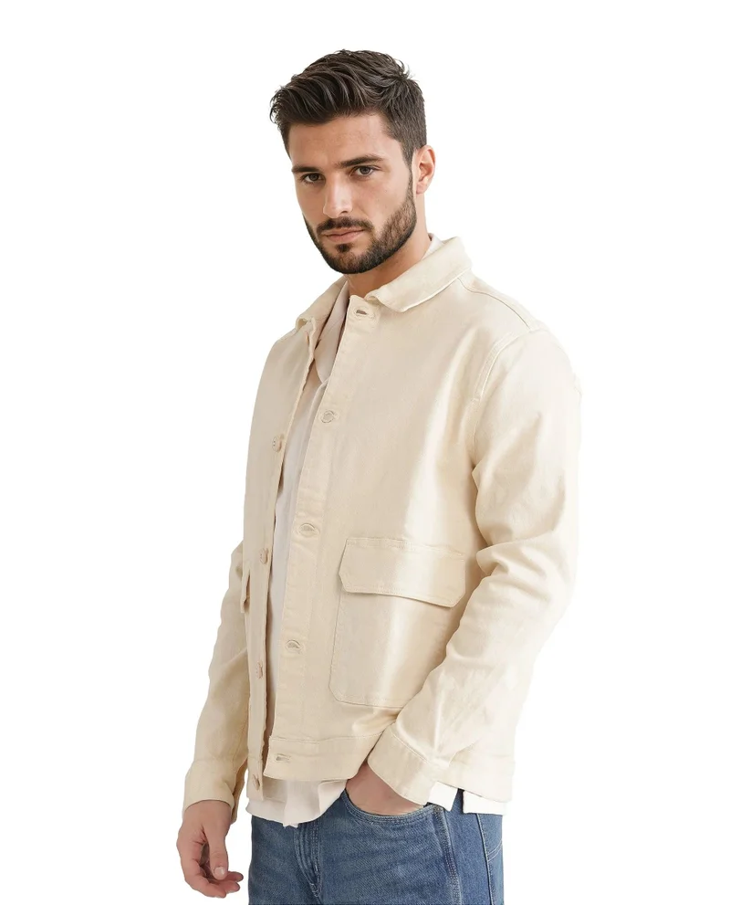 Rare Rabbit Men's Relaxed Fit Solid Cotton Jacket