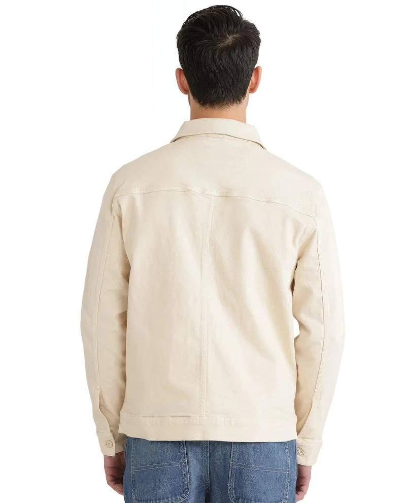 Rare Rabbit Men's Relaxed Fit Solid Cotton Jacket
