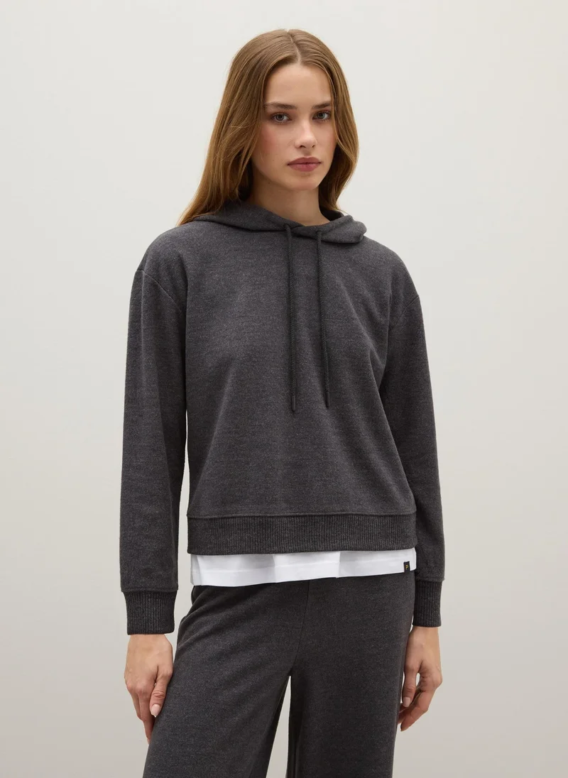 او في اس OVS Grey Regular Fit Hoodie