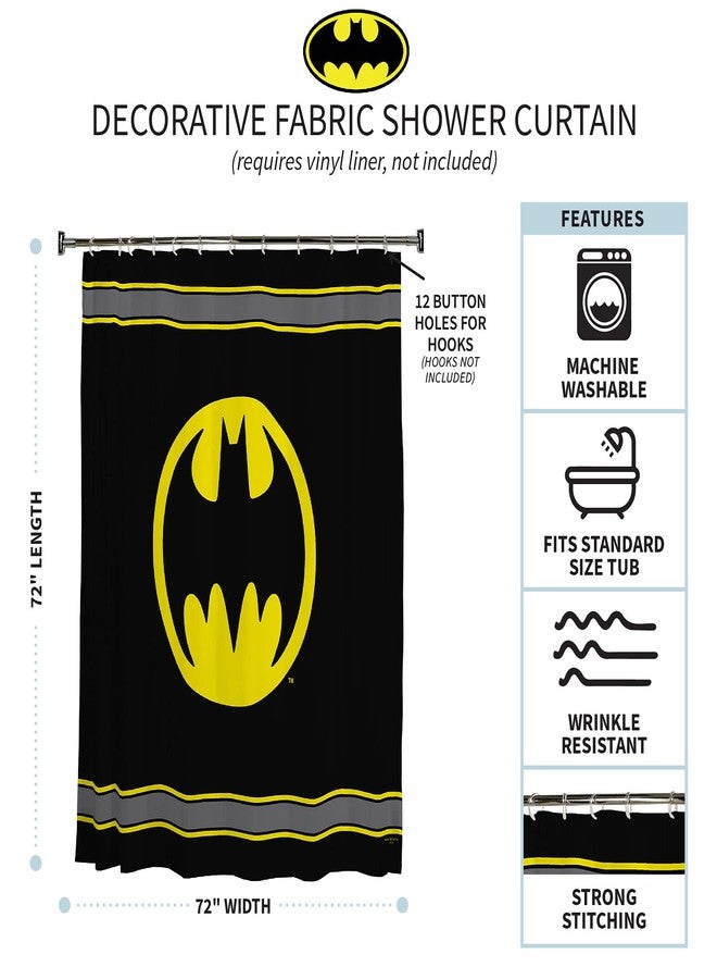 WB Warner Bros Batman Logo Microfiber Shower Curtain, 70-Inch by 72-Inch - Image 2