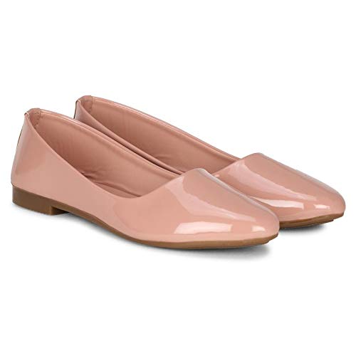 Denill Women's Pointed Ballet Flats UK-4 Peach - Image 5