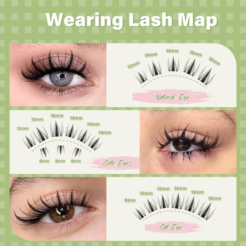 KEYYOU Fairy Lash Clusters Kit, Manga Eyelash Extension Kit at Home, 144pcs D Curl Wispy Natural Invisible Band Lash with Waterproof Lash Extensions Kit (Fairy-D-8-18MIX) - Image 4