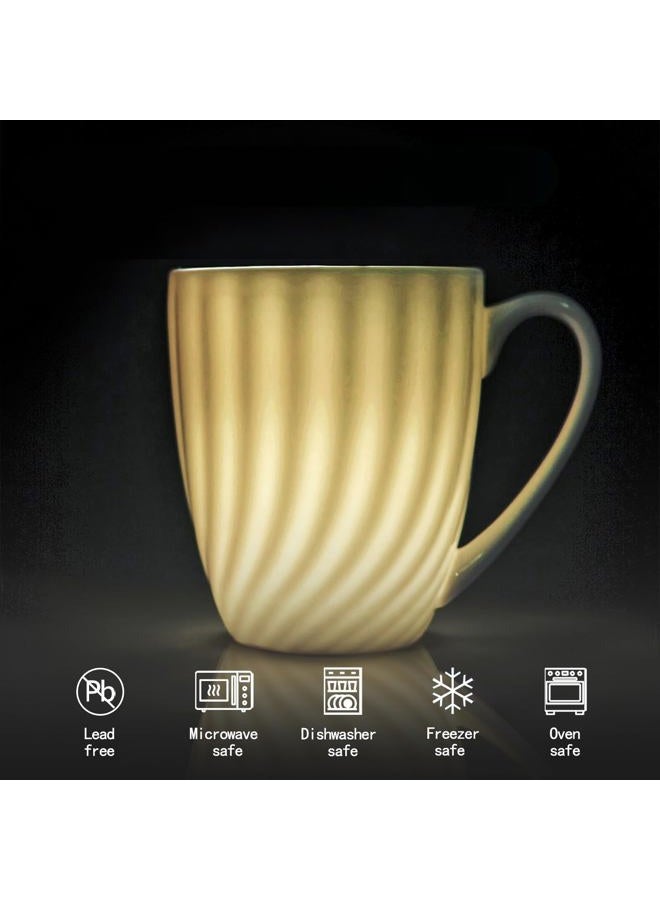 COSTMANCE Bone China Coffee Mugs Set of 4 (12 oz), Fine Bone China Ceramic Spiral Pattern Tea Cups, Lightweight White Coffee Mugs for Hot Chocolate, Latte, Cappuccino - Image 3