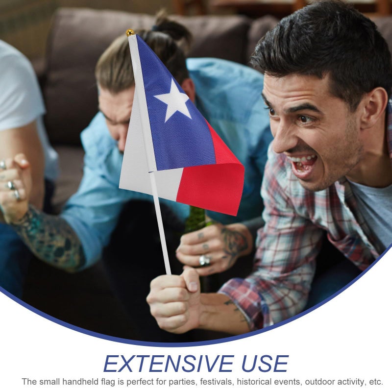 10 أعلام تكساس يدوية بحجم 14x21 بوصة، أعلام صغيرة متموجة لديكور الحدائق الخارجية والفعاليات الرياضية - Image 5