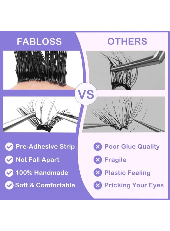 FLYROAD 36pcs 40D 3D Flare Cluster False Eyelashes 11-13mm - Voluminous Black Band Lashes with Glue & Tweezers  - Image 3
