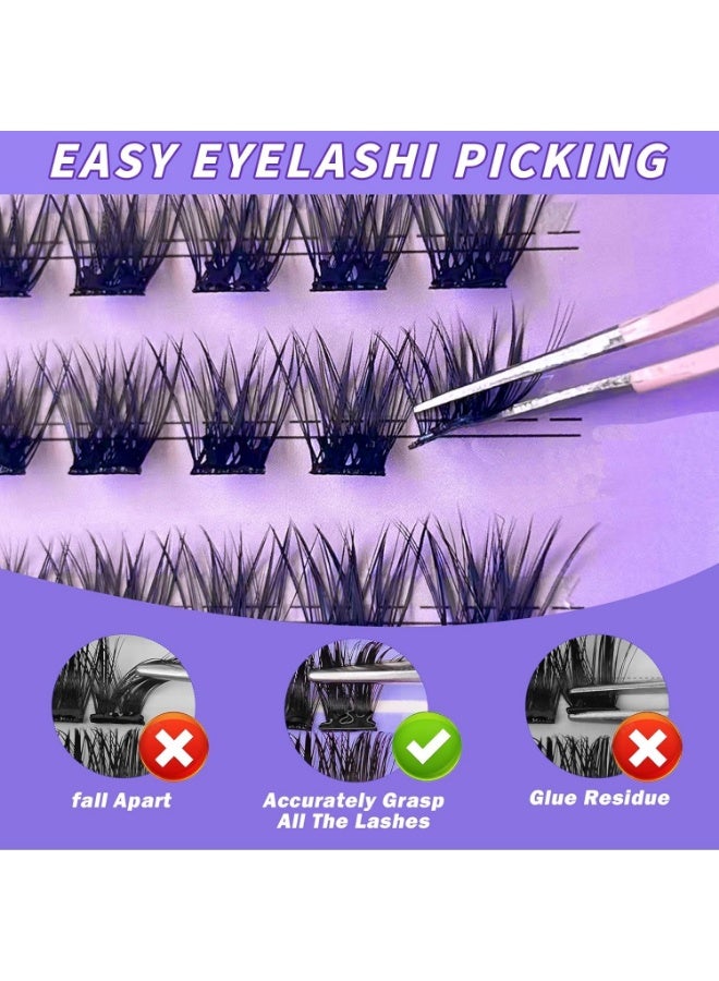FLYROAD 36pcs 40D 3D Flare Cluster False Eyelashes 11-13mm - Voluminous Black Band Lashes with Glue & Tweezers  - Image 5