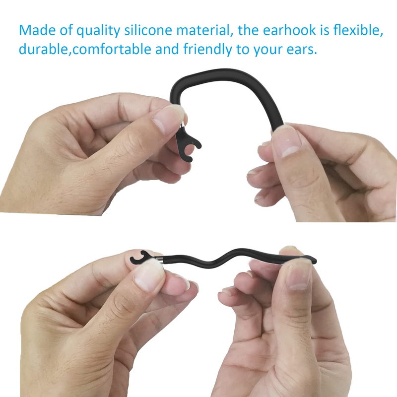 amzluv Replacement Ear Hooks for Earpiece, AMZLUV Solf Silicon Flexible Earpiece Clamp/Ear Loop Clips for Single-Ear Bluetooth Headset, Compatible with New Bee, Plantronics, and Other Brands-Set of 3 (Black) - Image 2