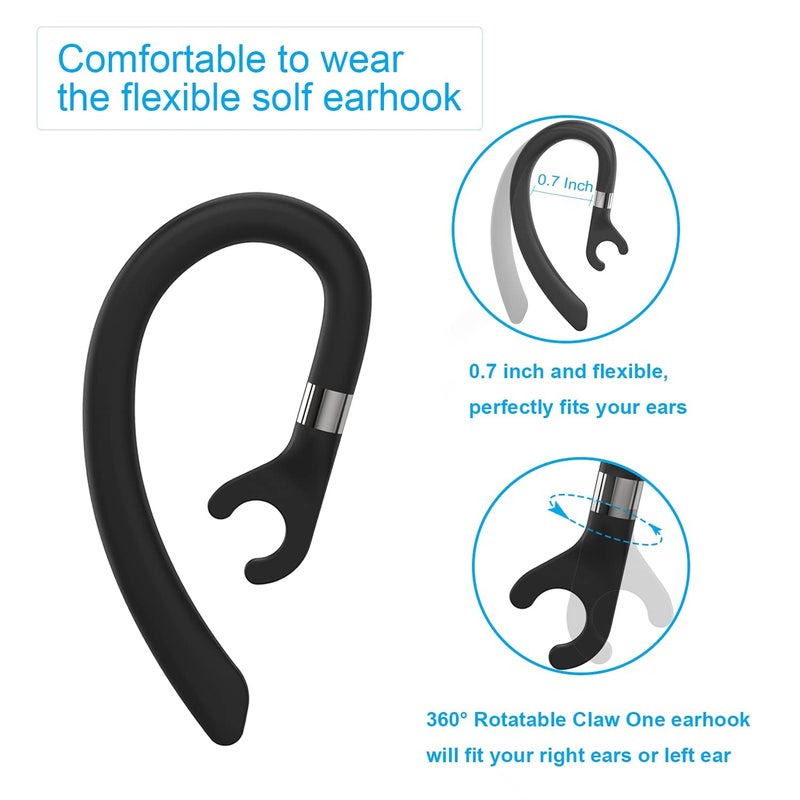amzluv Replacement Ear Hooks for Earpiece, AMZLUV Solf Silicon Flexible Earpiece Clamp/Ear Loop Clips for Single-Ear Bluetooth Headset, Compatible with New Bee, Plantronics, and Other Brands-Set of 3 (Black) - Image 5