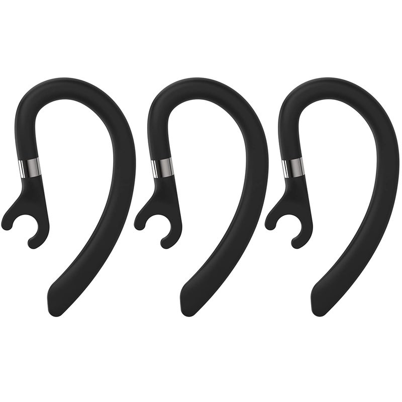 amzluv Replacement Ear Hooks for Earpiece, AMZLUV Solf Silicon Flexible Earpiece Clamp/Ear Loop Clips for Single-Ear Bluetooth Headset, Compatible with New Bee, Plantronics, and Other Brands-Set of 3 (Black) - Image 1