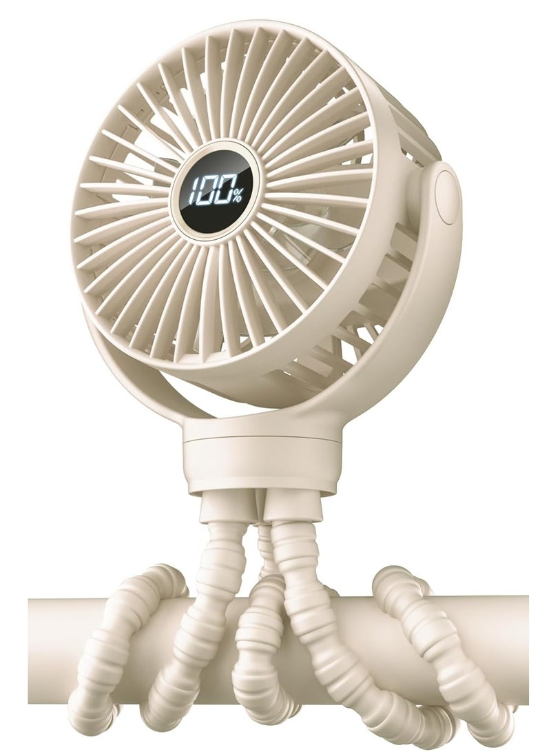 general Stroller Fan, LED Light Portable Fan, 2000mAh Battery Operated Small Clip on Fan, 4 Speed Rechargeable Mini Personal Fan Cooling Travel Fan For Car Seat Crib Treadmill (White) - Image 1