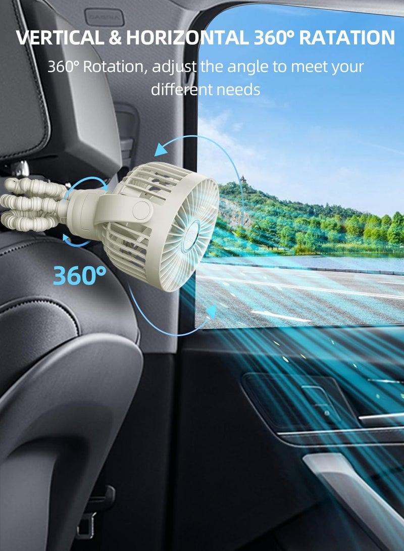 general Stroller Fan, LED Light Portable Fan, 2000mAh Battery Operated Small Clip on Fan, 4 Speed Rechargeable Mini Personal Fan Cooling Travel Fan For Car Seat Crib Treadmill (White) - Image 5