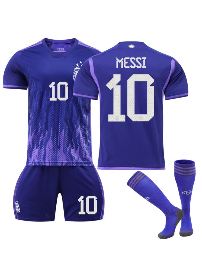 general Argentina Guest No. 10 Messi World Cup Jersey and Socks Set – Kids and Adults - Image 1