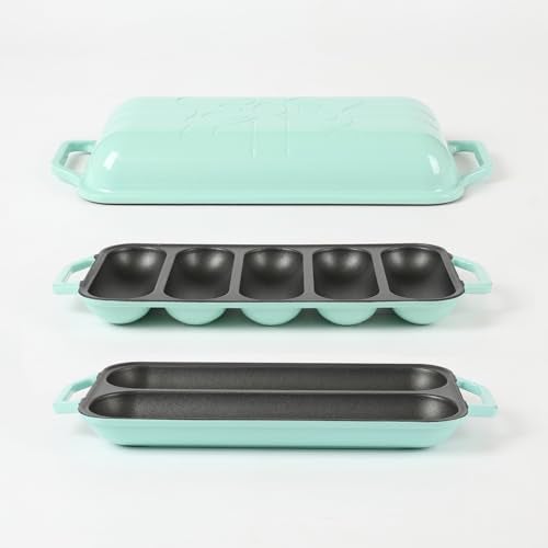 HAWOK Enameled Cast Iron French Baguette Baker Green… - Image 3