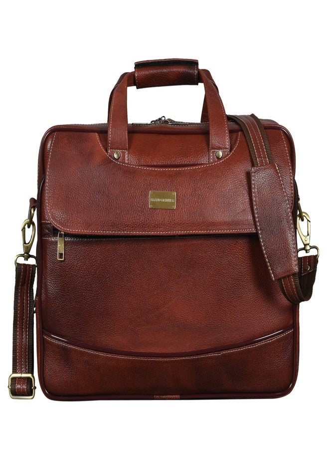 BRAND LEATHER Genuine Leather 16 inch Laptop Messenger Bag with 360 Days Warranty (Brown) - Image 5