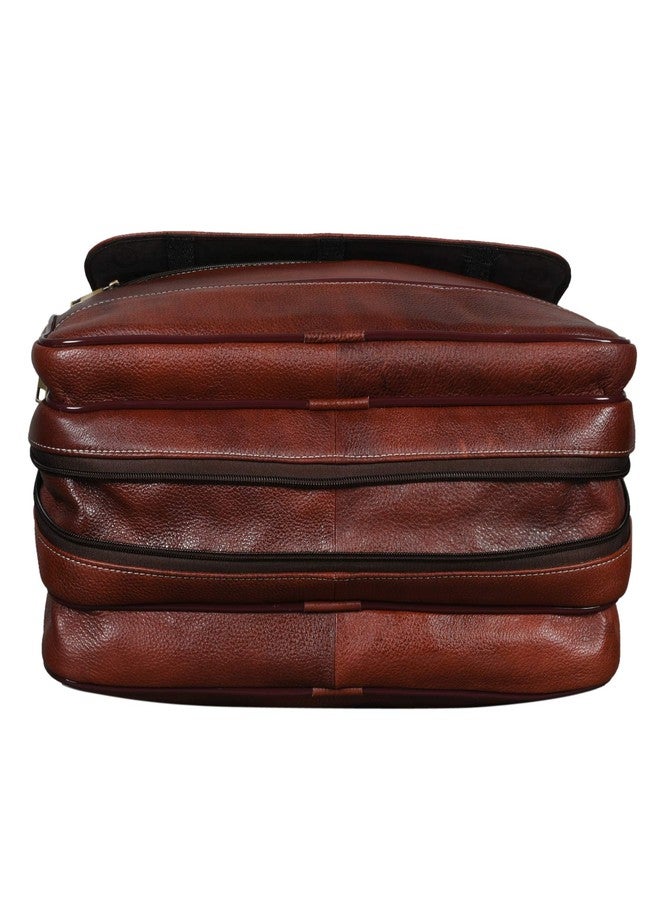 BRAND LEATHER Genuine Leather 16 inch Laptop Messenger Bag with 360 Days Warranty (Brown) - Image 4