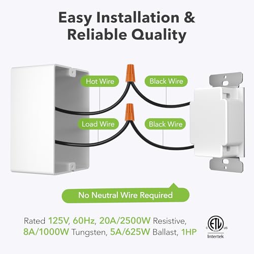 BN-LINK Heavy Duty 60-Minute in-Wall Spring Wound Countdown Timer Switch for Lights, Mechanical Switch Timer for Bathroom Exhaust Fan, No Neutral Wire Required, 2 Wall Plate(White and Silver Metallic) - Image 5