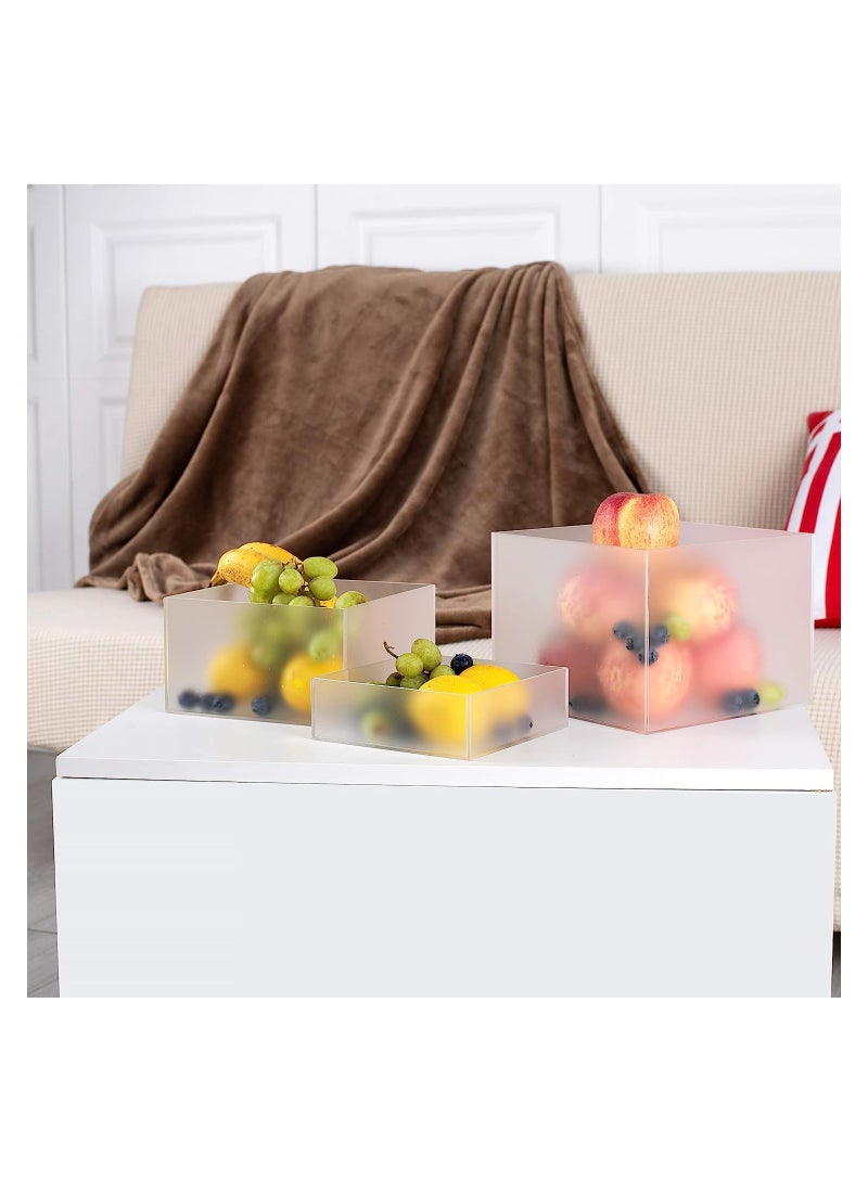 إي وورلد مجموعة مكونة من 3 منصات تكديس مكعبة بلون أبيض لامع مصنوعة من الأكريليك المشوب بالفروست، تحتوي على أسفل مجوف، تصميم حديث مثالي لعرض النرد، الجوائز، الآثار، والزينة في الصور، والتماثيل - Image 3