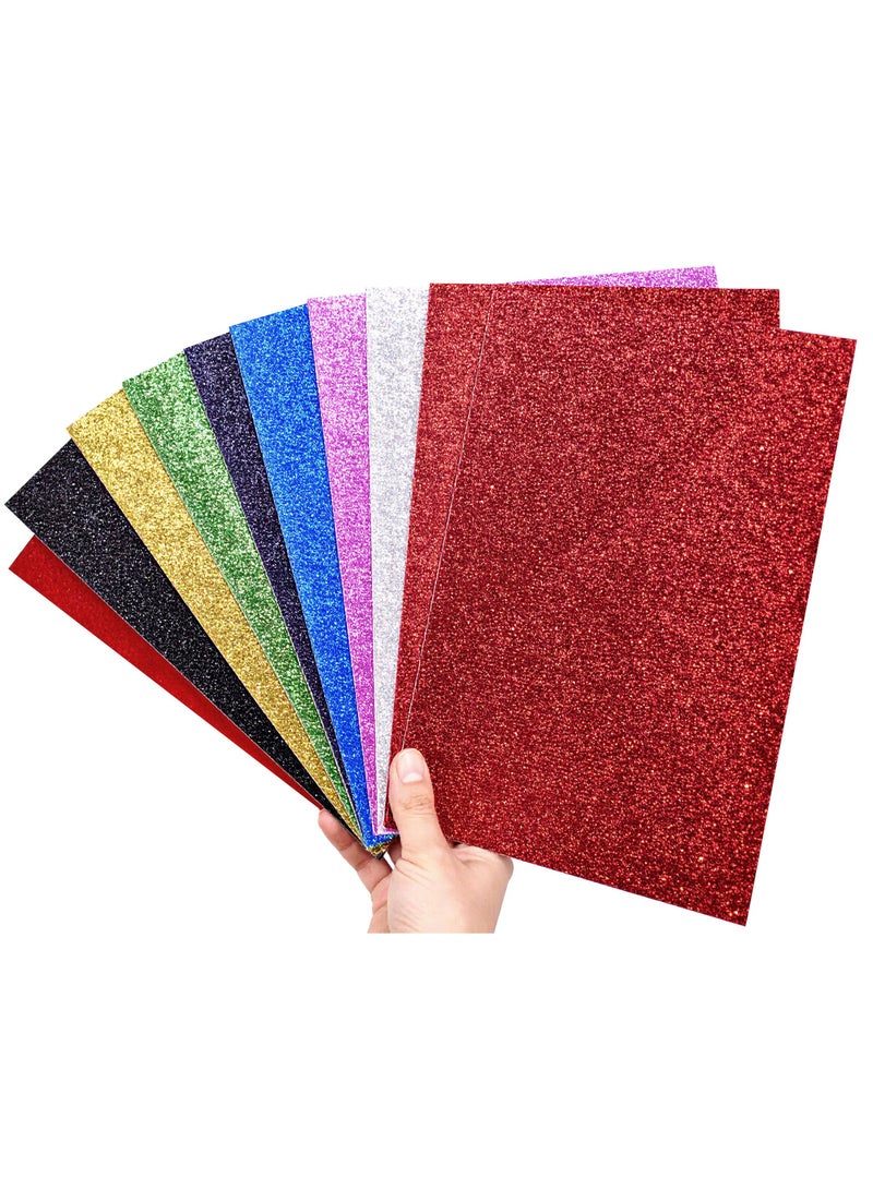HYFY 50 Glitter Sheets A4 Colored Glitter Cardstock 250 GSM Thick Color Glitter Paper for Printing, Arts, Crafts, Scrapbooking, DIY - 10 Colors Construction Paper - Image 5