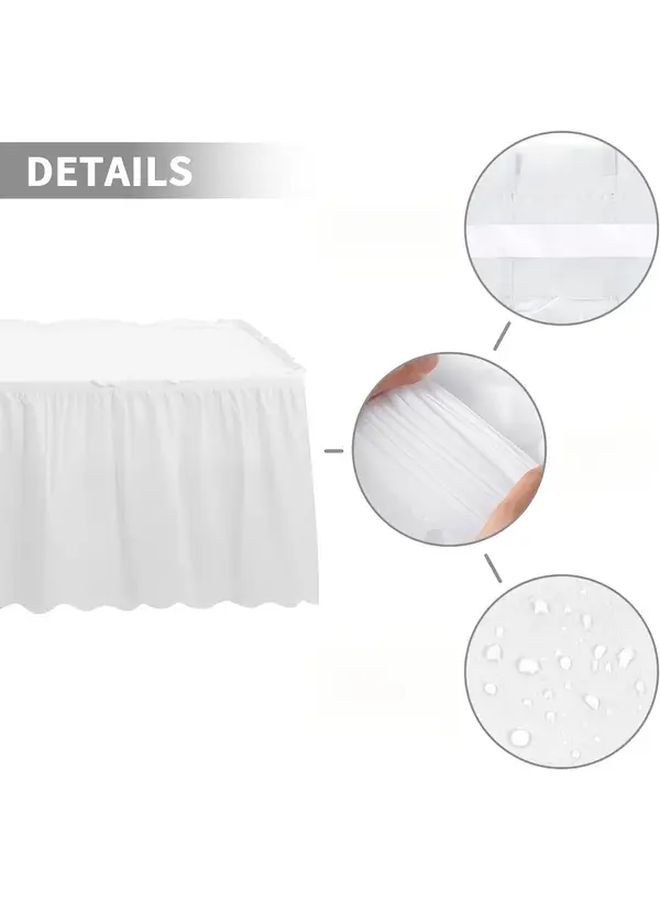 3 Pack White Extra Long Plastic Table Skirt For Weddings Parties Easy Clean - Image 5