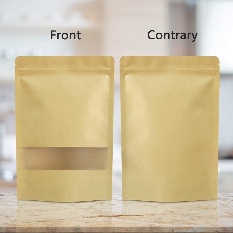 FireKylin 100 Pcs Paper Bags Resealable bags 3.5" x 5.5" Zipper Food Storage Bags, Stand Up, with Matte Window, Reusable, Sealable, for Packaging Products - Image 3