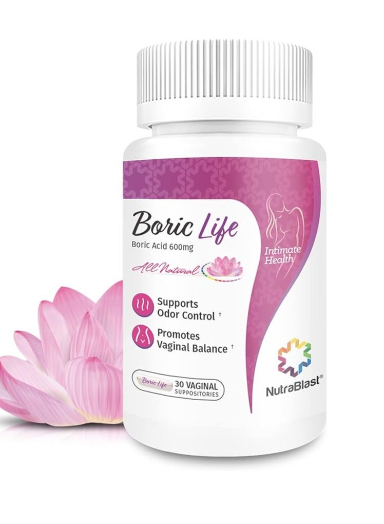 نوترا بلاست تحاميل حمض البوريك المهبلية، 30 قطعة