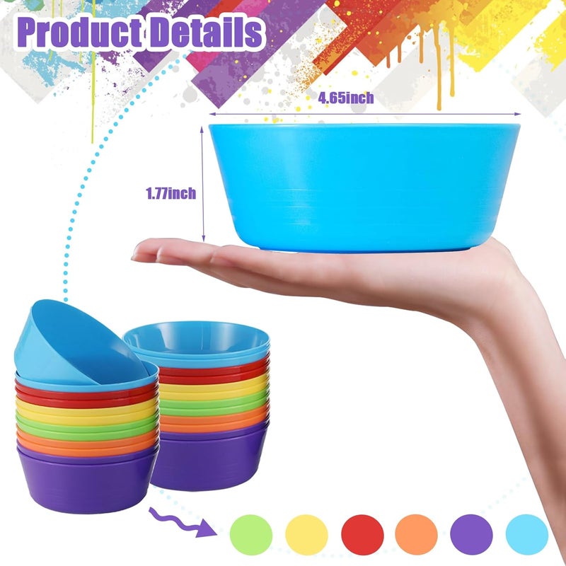 Ysglory 24 Packs Kid Plastic Bowls 10 oz Reusable Cereal Snack Bowls Microwave Dishwasher Safe Colorful Salad Dessert Soup Bowl Set 6 Colors - Image 4