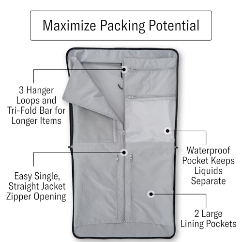 Samsonite UpLIFT 23” Bifold Garment Bag - Includes Wet Pocket and StackIt Strap™ Bi-Fold Bar To Prevent Creases - Tri-Fold Bar Option For Longer Items - Designed For Ultra Light Travel - Black - Image 2