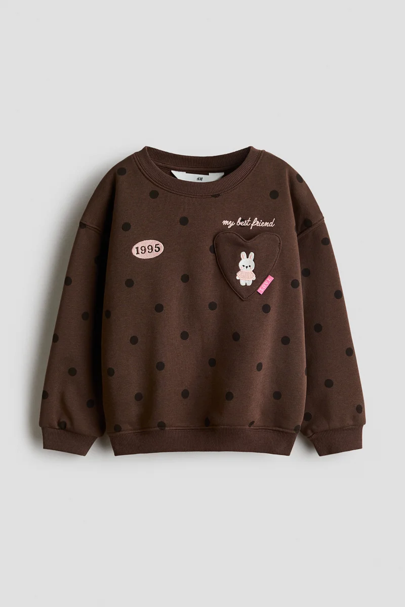 H&M Motif-detail brushed-inside sweatshirt