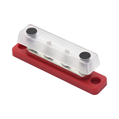 Gloaso ​​Gloaso 100A Common Bus Bar Power Distribution Block Copper 12V-48V DC Marine Busbars with 4x3/16 Battery Terminals 100 A Mini Buss Bar for Car RV Solar | Flame Retardant Base | Black&Red 2 Pack - Image 4