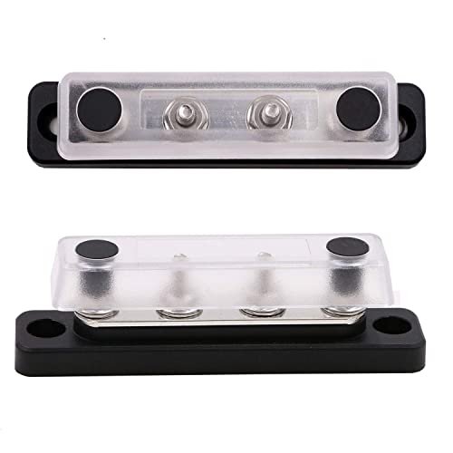 Gloaso ​​Gloaso 100A Common Bus Bar Power Distribution Block Copper 12V-48V DC Marine Busbars with 4x3/16 Battery Terminals 100 A Mini Buss Bar for Car RV Solar | Flame Retardant Base | Black&Red 2 Pack - Image 3