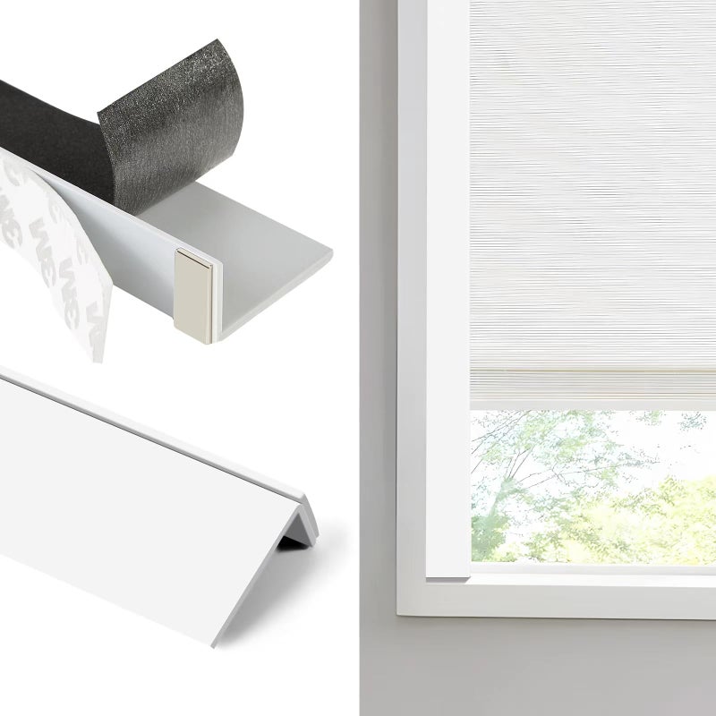 Miideayin Blackout PVC Light Blocking Strips for Window Shades and Blinds - Blocks Light Along The Sides of Blackout Blinds,Side Tracks for Cordless Shades, Light Blocking Strips for Bedroom (White, 58",2Pcs) - Image 1