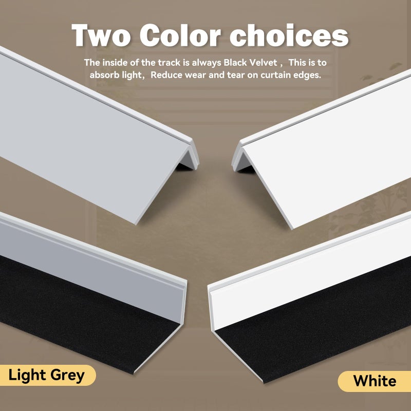 Miideayin Blackout PVC Light Blocking Strips for Window Shades and Blinds - Blocks Light Along The Sides of Blackout Blinds,Side Tracks for Cordless Shades, Light Blocking Strips for Bedroom (White, 58",2Pcs) - Image 2