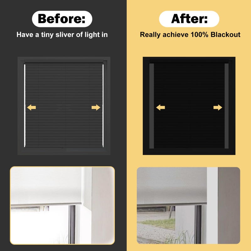 Miideayin Blackout PVC Light Blocking Strips for Window Shades and Blinds - Blocks Light Along The Sides of Blackout Blinds,Side Tracks for Cordless Shades, Light Blocking Strips for Bedroom (White, 58",2Pcs) - Image 5