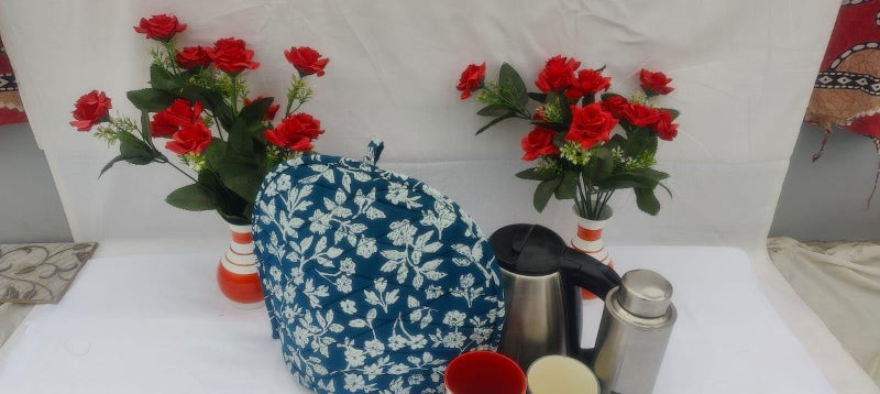 Malan Bai Mandala Tea Cozy Cover Hand Block Winter Hand Block Tea Kettle Warmer Pot Cover Hot Coffee Cover Handamde Kitchen Décor Brand: Malan Bai (Pattern 10) - Image 2