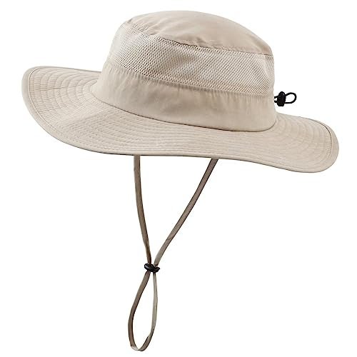 Connectyle Little Boys Girls UPF 50+ Sun Hat Kids Outdoor Wide Brim Bucket Safari Hat for Fishing Hiking Boating Deep Khaki - Image 1