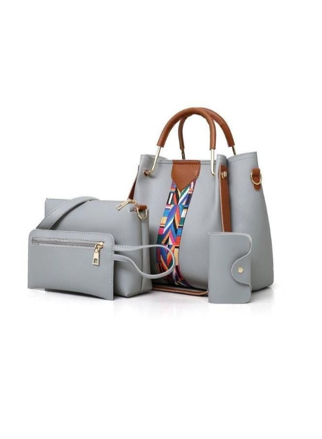 4-Piece Lattice Texture Handbag Set