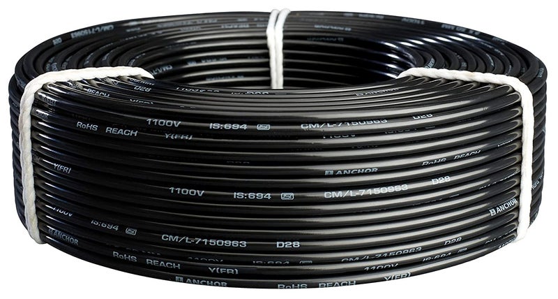 Anchor Anchor by Panasonic Advance FR Electric Wire 6 sq mm PVC Insulated Copper Wire for Home Wiring 90 Meter Electric Wire Cable for Industrial and Domestic Connections Black 27437BK  - Image 2