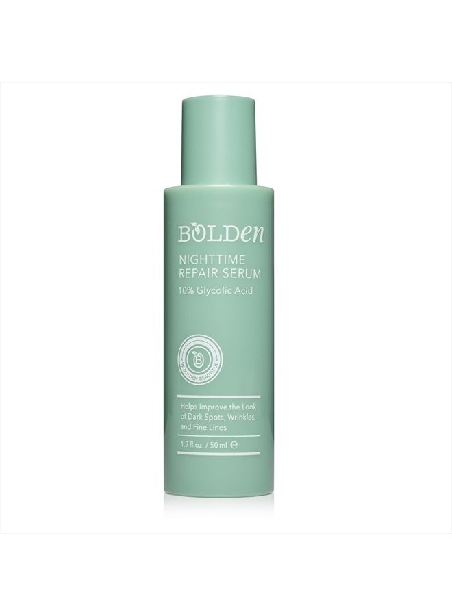 Bolden Glycolic Acid Serum | A Nighttime Repair Serum with 10% Glycolic Acid | Fades Dark Spots & Discolorations to Reveal Clear & Healthy Skin | (1.7 Fl Oz) - Image 1