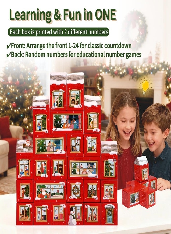 GWHOLE Christmas Empty Advent Calendar Boxes to Fill, 24 DIY Gift Boxes Printed with Number 1-24 for Christmas Countdown Xmas Party Decor, Red - Image 5