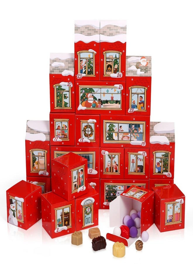 GWHOLE Christmas Empty Advent Calendar Boxes to Fill, 24 DIY Gift Boxes Printed with Number 1-24 for Christmas Countdown Xmas Party Decor, Red - Image 1
