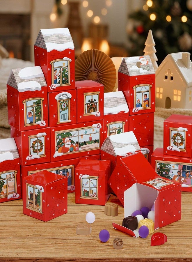 GWHOLE Christmas Empty Advent Calendar Boxes to Fill, 24 DIY Gift Boxes Printed with Number 1-24 for Christmas Countdown Xmas Party Decor, Red - Image 2