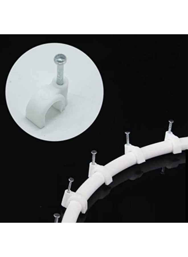 PROMASS 18-Piece Round Cable Wire Clips with Steel Nails - 12mm, White - Image 2