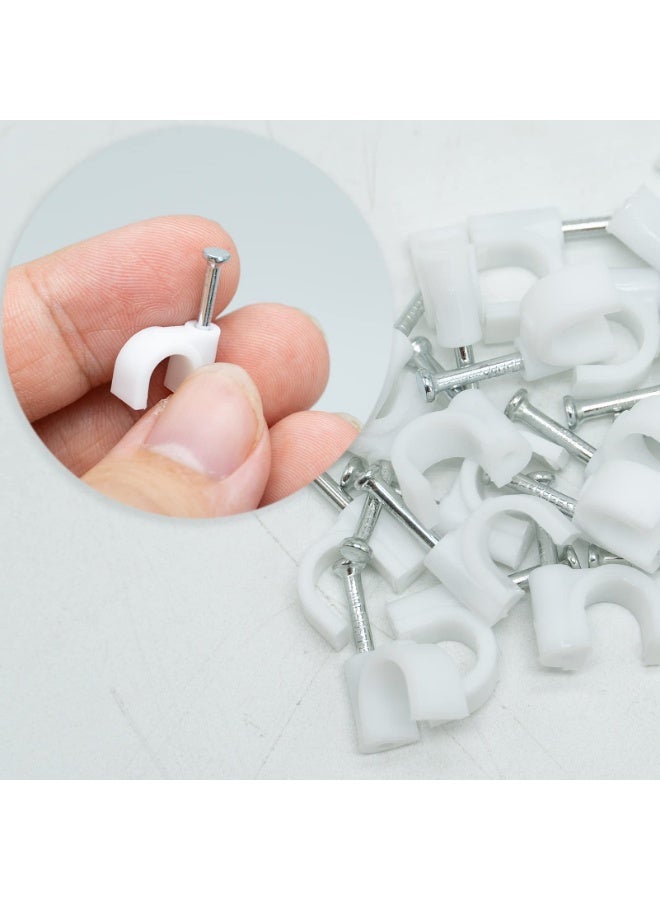 PROMASS 18-Piece Round Cable Wire Clips with Steel Nails - 12mm, White - Image 1