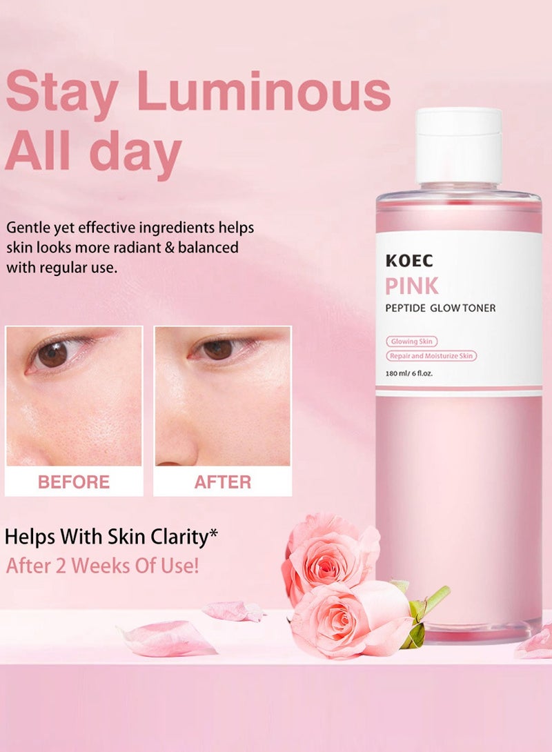 ك أو إي سي تونر ببتيد وردي - تونر وردي متوهج لتعزيز البشرة وتهدئتها وتوحيد لونها وإصلاحها وترطيبها لجميع أنواع البشرة، 180 مل - Image 2