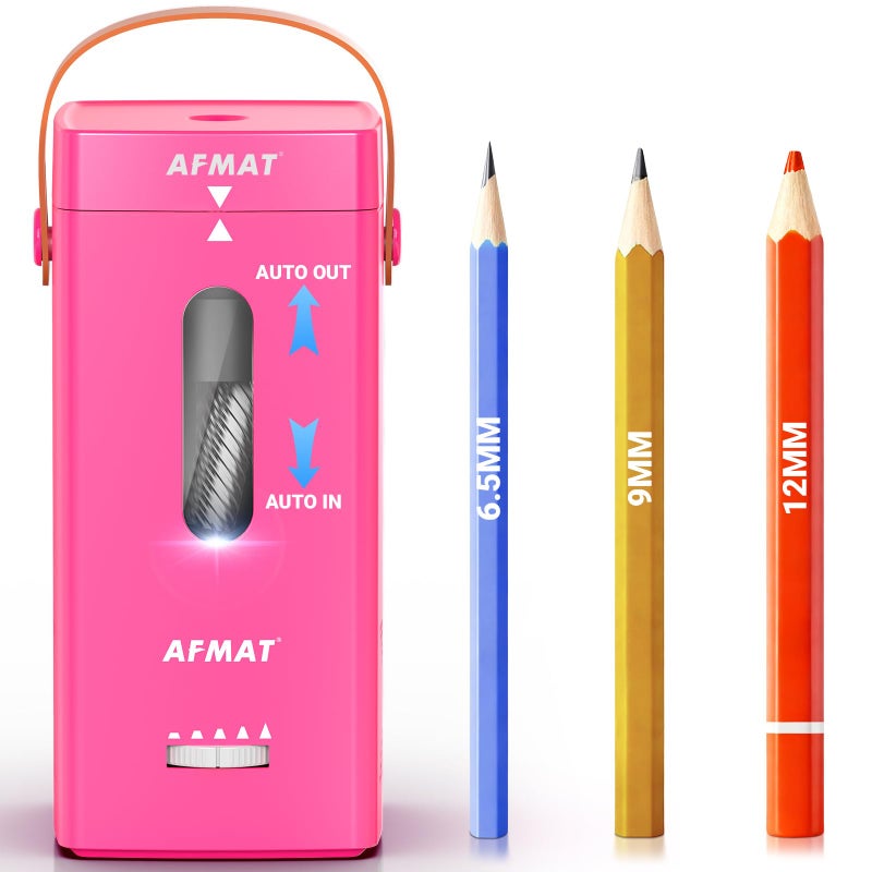 AFMAT Electric Pencil Sharpener, Fully Automatic Pencil Sharpener, Auto in & Out, Rechargeable Hands-Free Sharpeners for Jumbo & Colored Pencils (6.5-12mm), Portable for Home/Classroom/Office PSC6 - Image 1