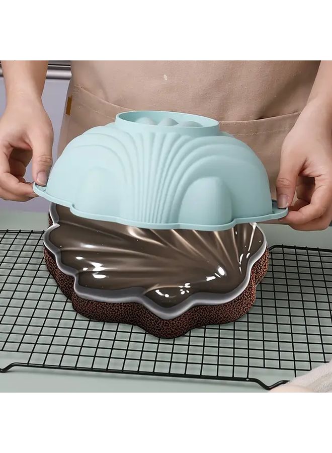 Grey Large Silicone Scallop Shell Cake Mold Double Ear Design Nonstick Reusable - Image 4