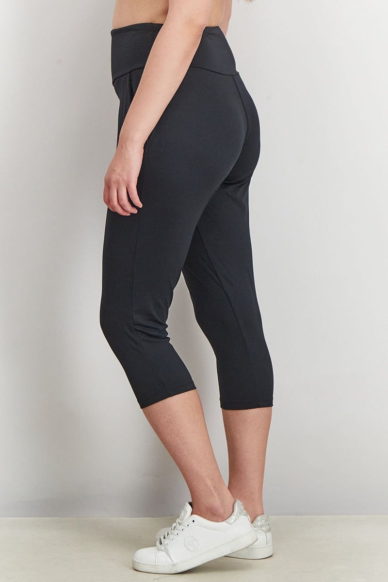 Inerzia Women 2 Piece Plain Pull On Leggings Set, Black - Image 2
